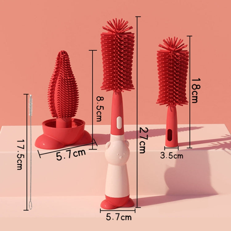 Portable 3 In 1 Food Grade Silicone Bottle Brush Set Multipurpose Baby Bottle Straw Cleaner Brush
