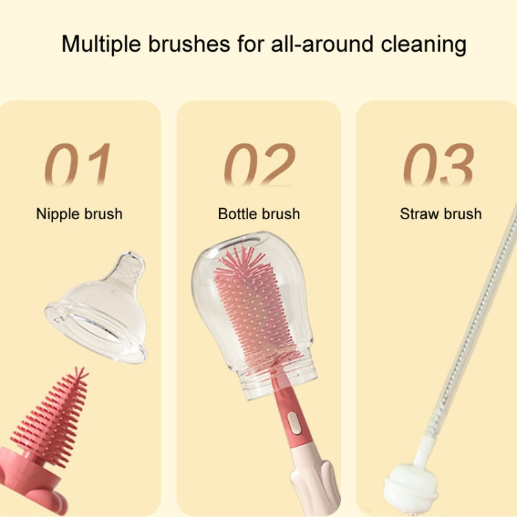 Portable 3 In 1 Food Grade Silicone Bottle Brush Set Multipurpose Baby Bottle Straw Cleaner Brush