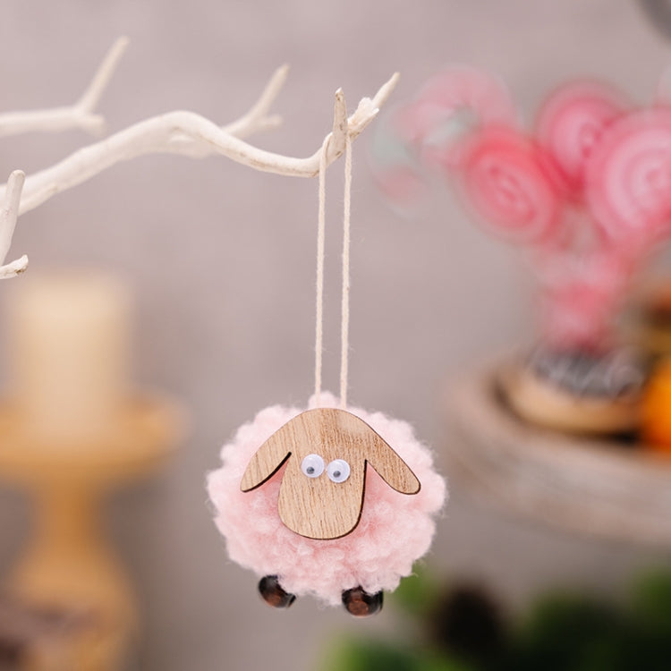 Christmas Tree Wooden Lambskin Lamb Pendant Holiday Decorations