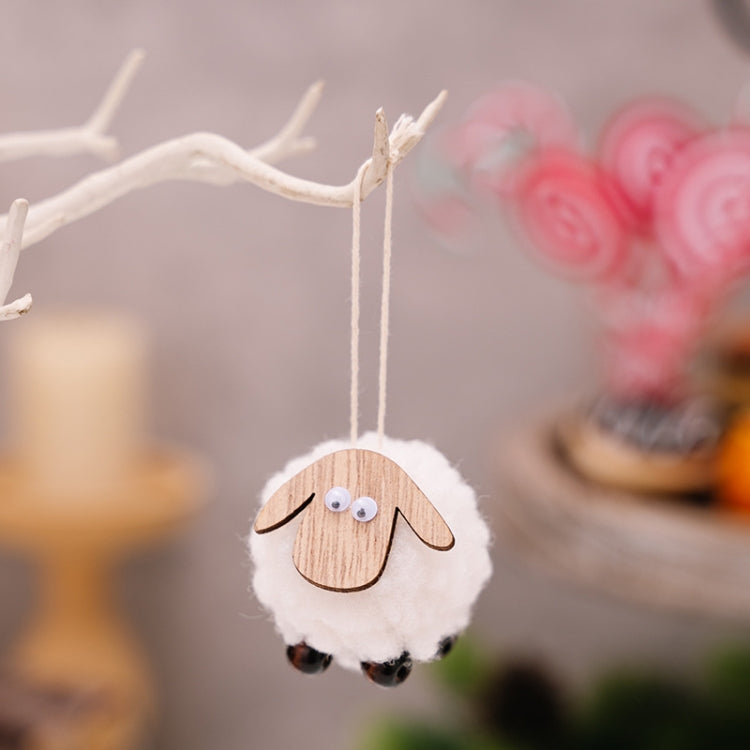 Christmas Tree Wooden Lambskin Lamb Pendant Holiday Decorations