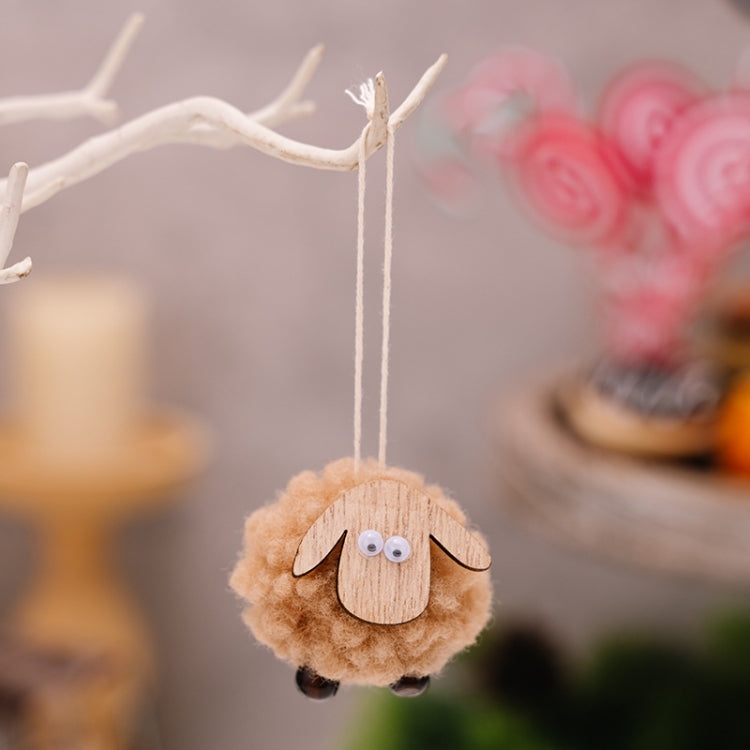 Christmas Tree Wooden Lambskin Lamb Pendant Holiday Decorations