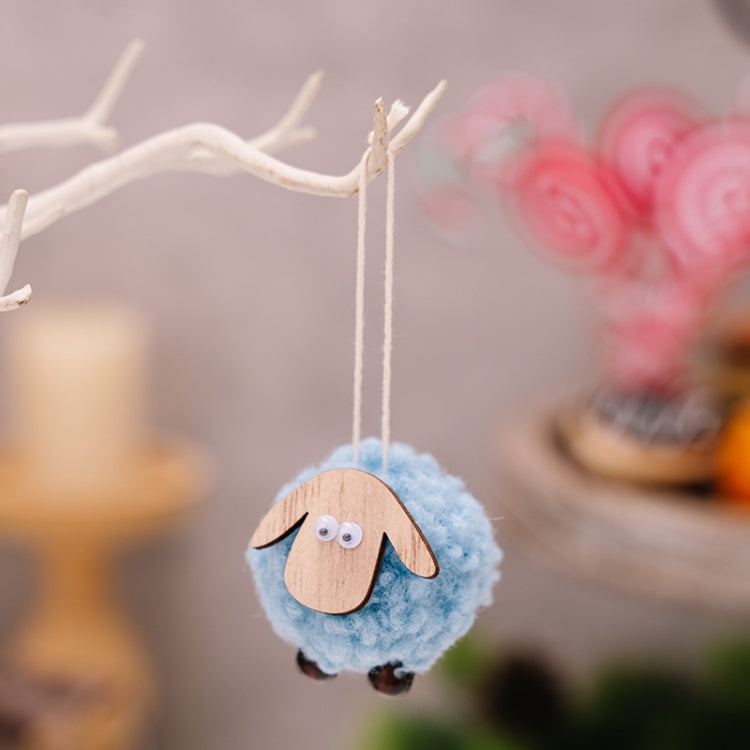 Christmas Tree Wooden Lambskin Lamb Pendant Holiday Decorations