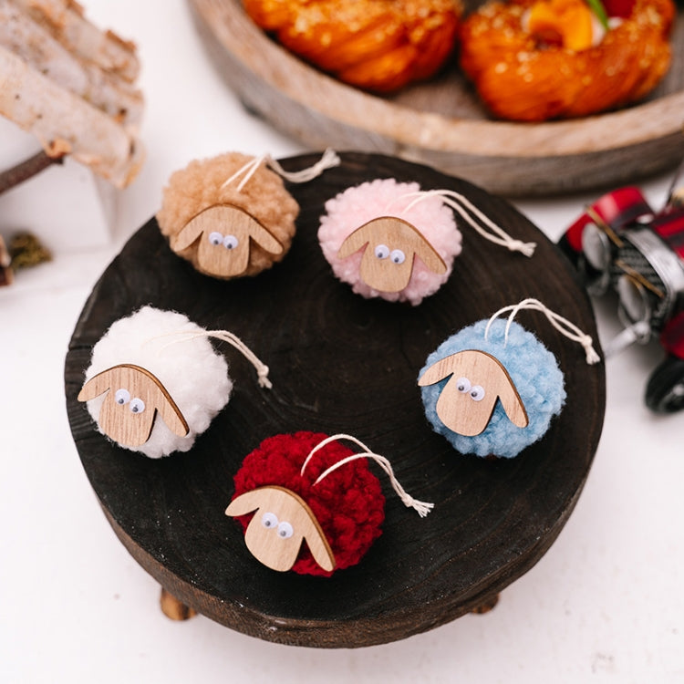 Christmas Tree Wooden Lambskin Lamb Pendant Holiday Decorations