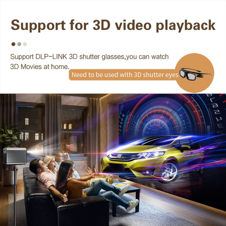 TOUMEI X5 Home Theater DLP Projector HD High Bright 1080P Projector US Plug - Gray