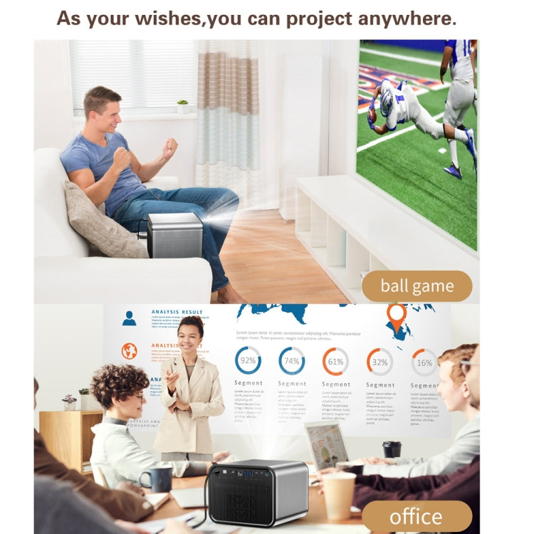 TOUMEI X5 Home Theater DLP Projector HD High Bright 1080P Projector UK Plug - Gray