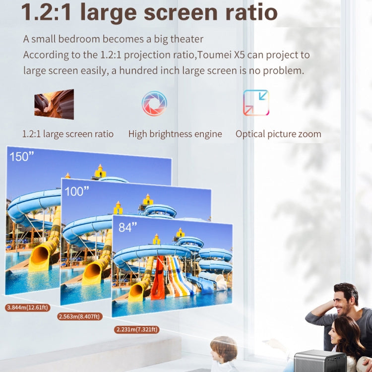 TOUMEI X5 Home Theater DLP Projector HD High Bright 1080P Projector EU Plug - Gray