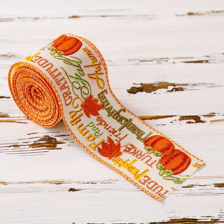4.55m x 6.3cm Thanksgiving Ribbon Multi-purpose Harvest Season Gift Box Packaging Ribbon