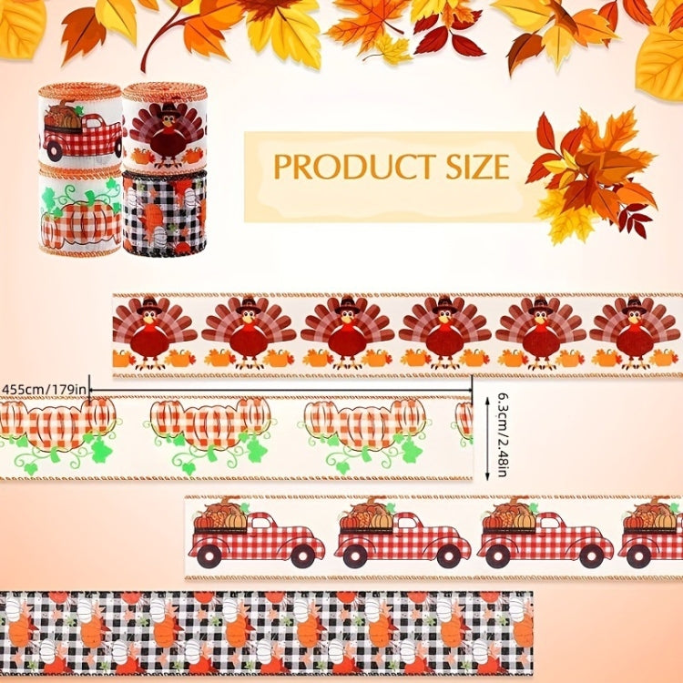 4.55m x 6.3cm Thanksgiving Ribbon Multi-purpose Harvest Season Gift Box Packaging Ribbon