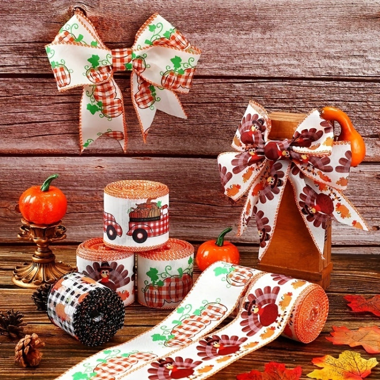 4.55m x 6.3cm Thanksgiving Ribbon Multi-purpose Harvest Season Gift Box Packaging Ribbon