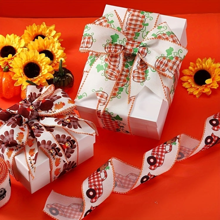 4.55m x 6.3cm Thanksgiving Ribbon Multi-purpose Harvest Season Gift Box Packaging Ribbon