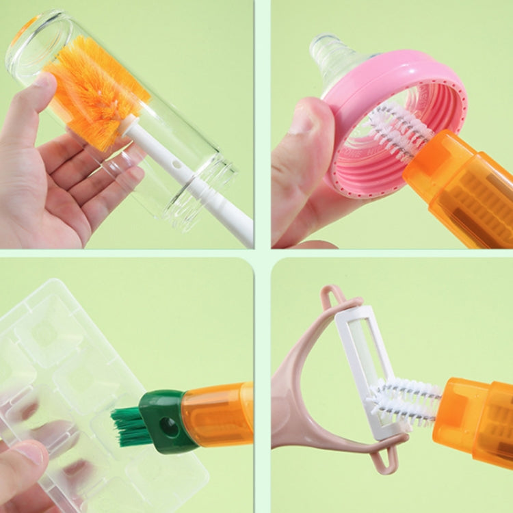 5 In 1 Multifunctional Cup Brush Long Carrot Washing Bottle Cup Lid Groove Cleaning Brush