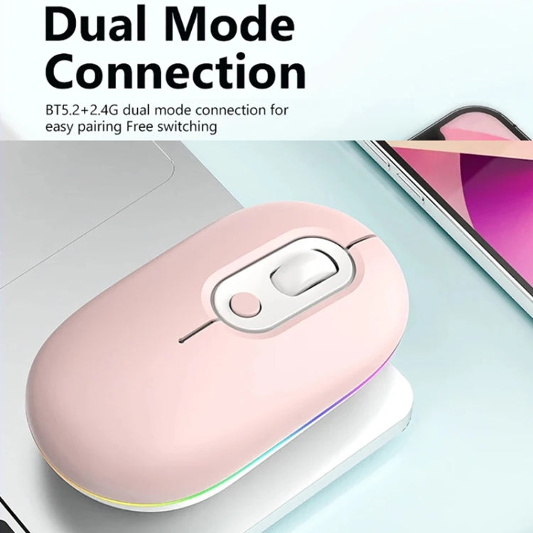 Rechargeable Illuminated Silent Wireless Mouse, Style: 2.4G+Bluetooth Blue