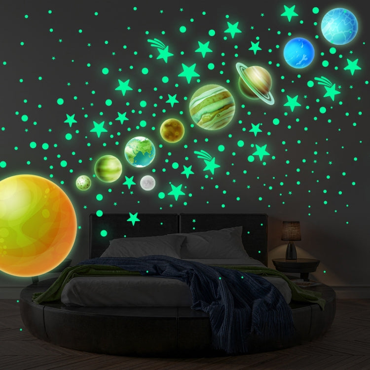 YG028 Nine Planets Dots Stars Glow In The Dark Stickers Luminous Wall Stickers For Kids Room