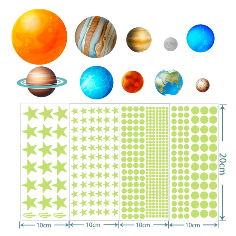 YG028 Nine Planets Dots Stars Glow In The Dark Stickers Luminous Wall Stickers For Kids Room