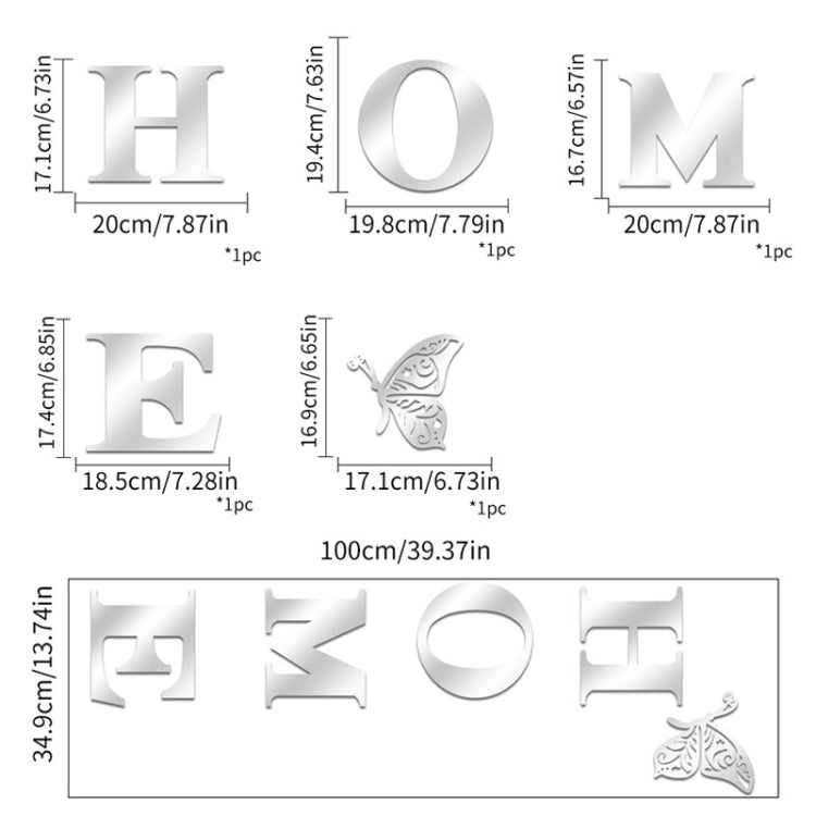 HOME Family Slogan 3D Acrylic Mirror Wall Sticker Foyer Doorway Decoration