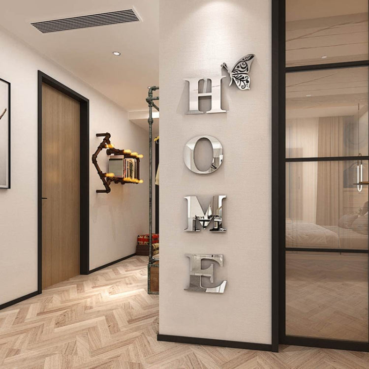 HOME Family Slogan 3D Acrylic Mirror Wall Sticker Foyer Doorway Decoration