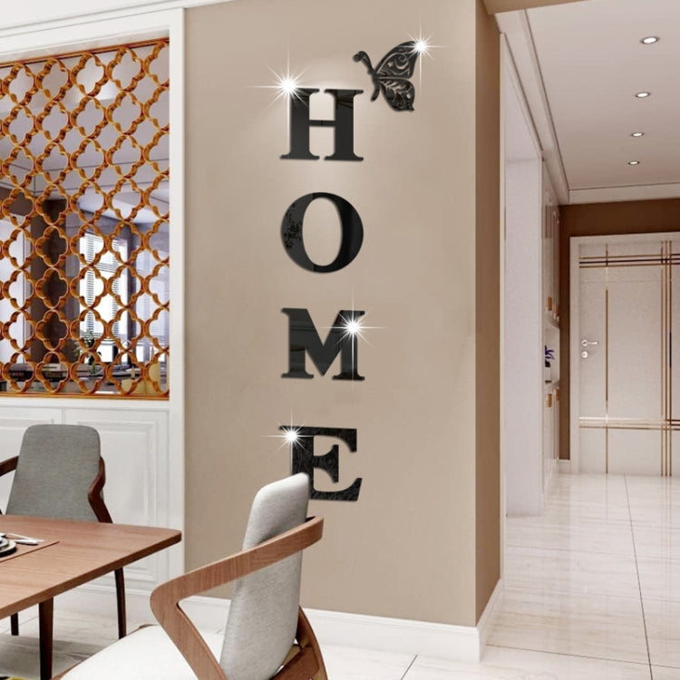 HOME Family Slogan 3D Acrylic Mirror Wall Sticker Foyer Doorway Decoration