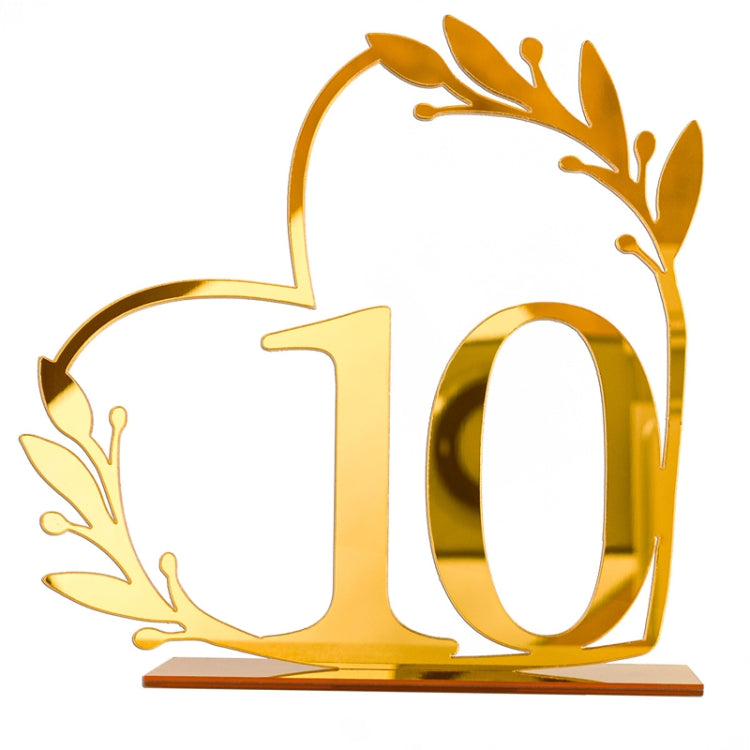 Acrylic Home Decor Wedding Digital Dinning Table Number Plate Seat Sign DIY Mirror Table Setting, Number: 10