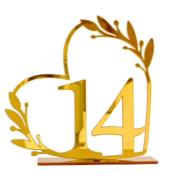 Acrylic Home Decor Wedding Digital Dinning Table Number Plate Seat Sign DIY Mirror Table Setting, Number: 14