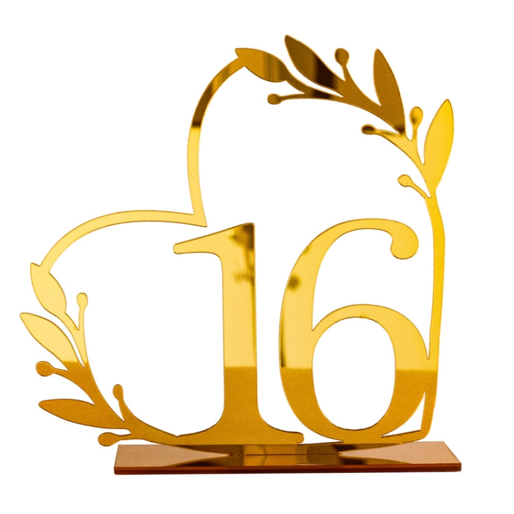 Acrylic Home Decor Wedding Digital Dinning Table Number Plate Seat Sign DIY Mirror Table Setting, Number: 16