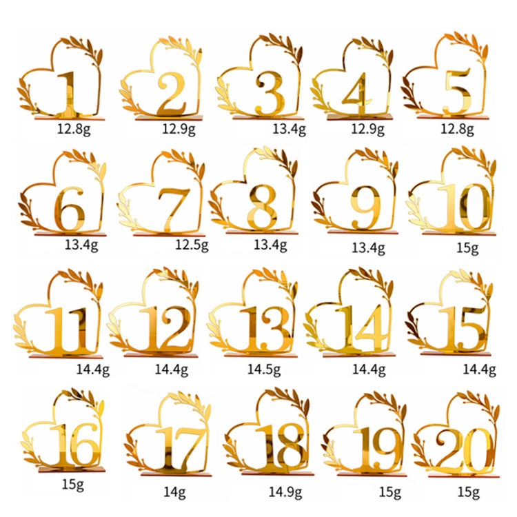 Acrylic Home Decor Wedding Digital Dinning Table Number Plate Seat Sign DIY Mirror Table Setting, Number: 18