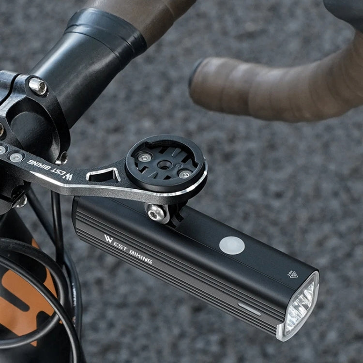 WEST BIKING Bicycle High Lumen Type-C Aluminum Alloy Headlight, Specification: Light + Carbon Fiber Integrated Handlebar Computer Holder