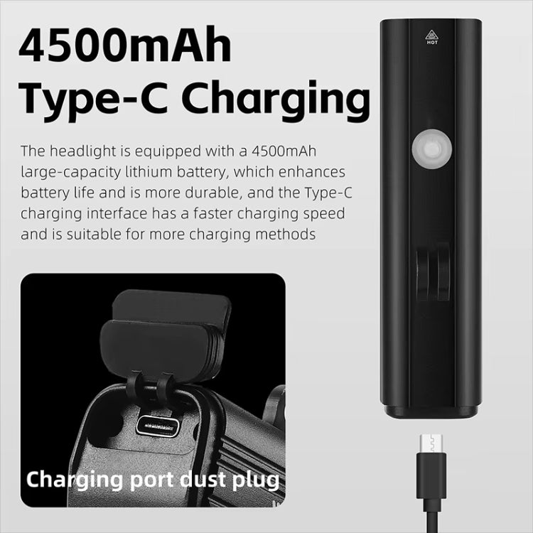 WEST BIKING Bicycle High Lumen Type-C Aluminum Alloy Headlight, Specification: Light + Aluminum Alloy Computer Holder