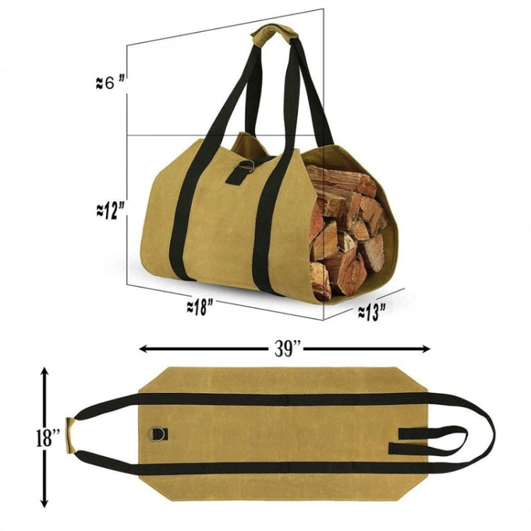 Outdoor Large Capacity Firewood Storage Bag Portable And Durable Logging Kit, Style: 12A Canvas