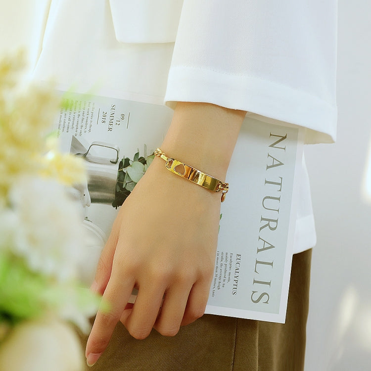 OPK 1151 Stainless Steel Smooth Skeleton Heart Bracelet, Color: Gold