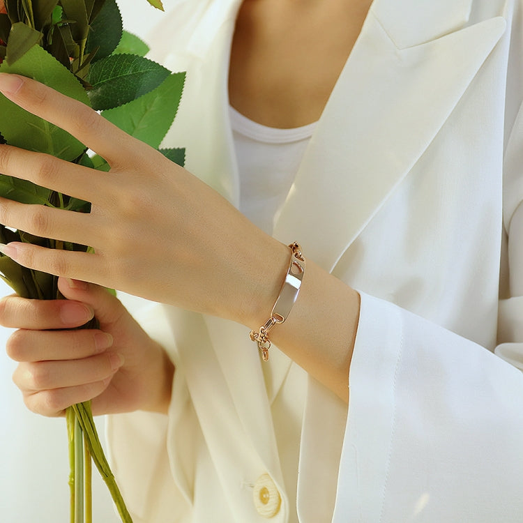 OPK 1151 Stainless Steel Smooth Skeleton Heart Bracelet, Color: Rose Gold