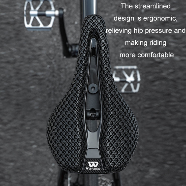 WEST BIKING Road Bicycle Carbon Fiber Ultralight Breathable Seat - Black