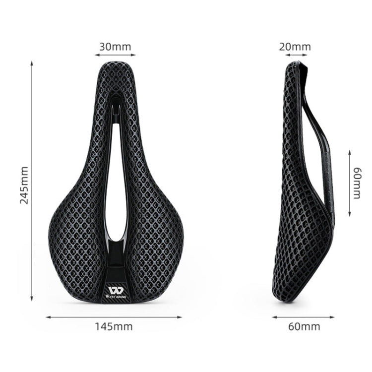 WEST BIKING Road Bicycle Carbon Fiber Ultralight Breathable Seat - Black