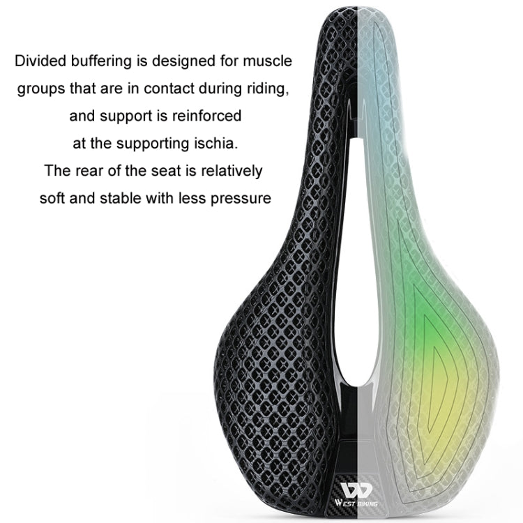 WEST BIKING Road Bicycle Carbon Fiber Ultralight Breathable Seat - Black