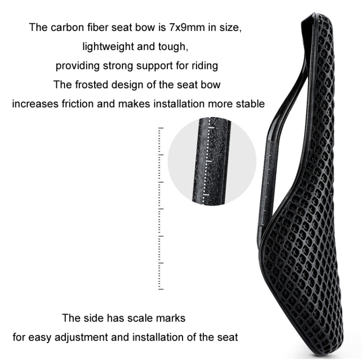 WEST BIKING Road Bicycle Carbon Fiber Ultralight Breathable Seat - Black