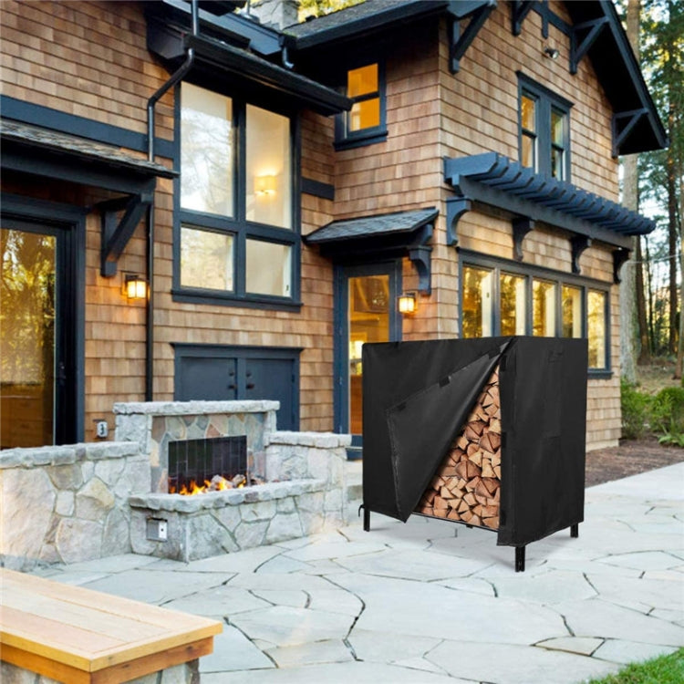 244 x 61 x 107cm Rustic Thickened Oxford Cloth Firewood Cover Outdoor Patio Fireplace Firewood Frame Waterproof Shade