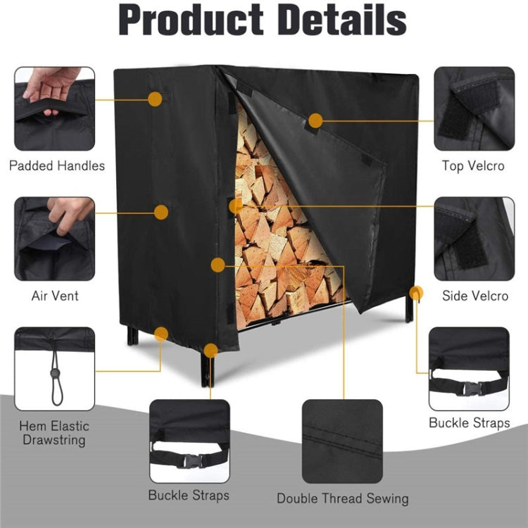 244 x 61 x 107cm Rustic Thickened Oxford Cloth Firewood Cover Outdoor Patio Fireplace Firewood Frame Waterproof Shade