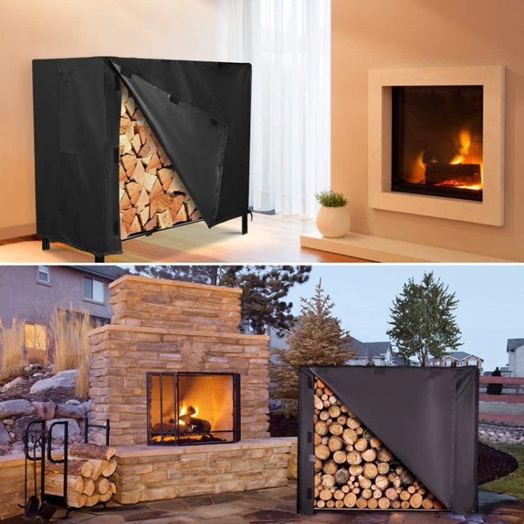 244 x 61 x 107cm Rustic Thickened Oxford Cloth Firewood Cover Outdoor Patio Fireplace Firewood Frame Waterproof Shade