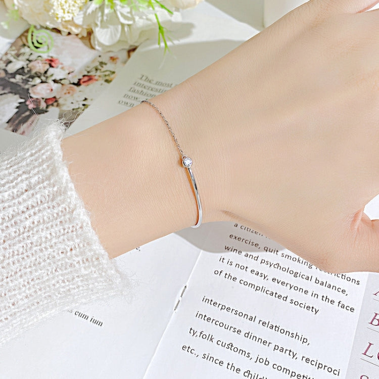 OPK 1288 Simple Zirconia Stainless Steel Bracelet, Color: Steel Color
