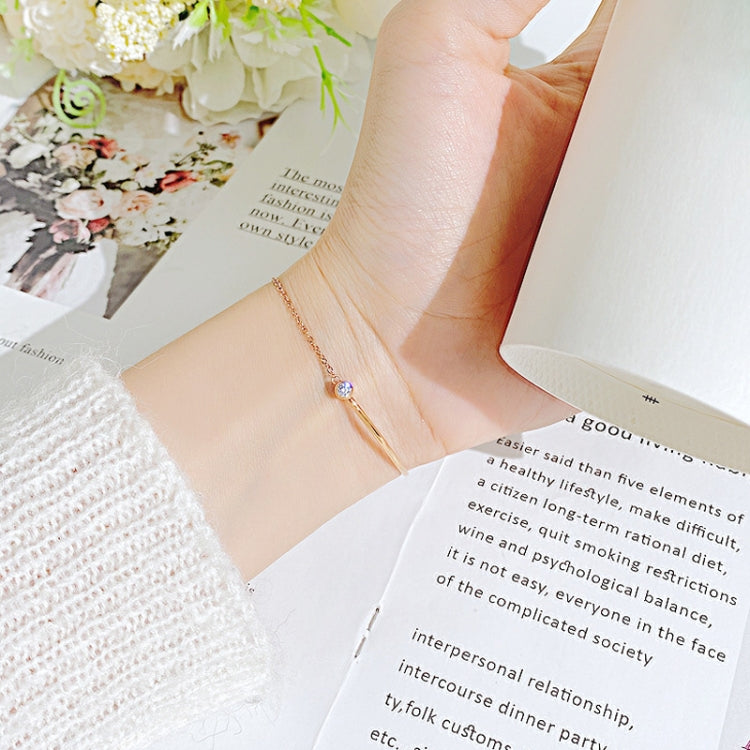 OPK 1288 Simple Zirconia Stainless Steel Bracelet, Color: Rose Gold