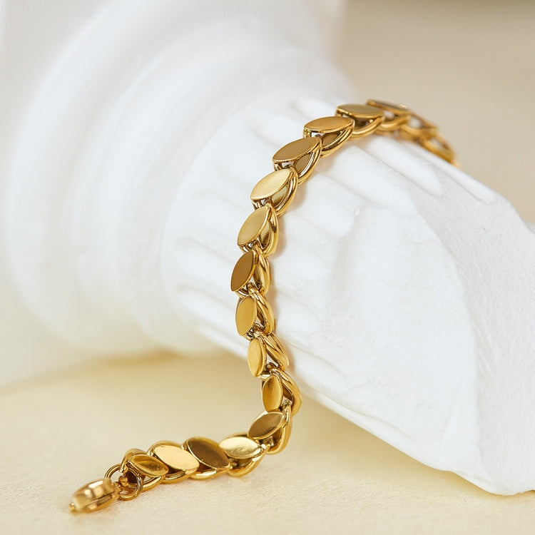 OPK GS1490 Simple Chain Stainless Steel Bracelet, Color: Gold