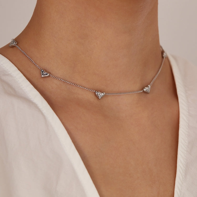 OPK GX2373 Little Sun Zirconia Stainless Steel Peach Heart Necklace, Color: Steel Color