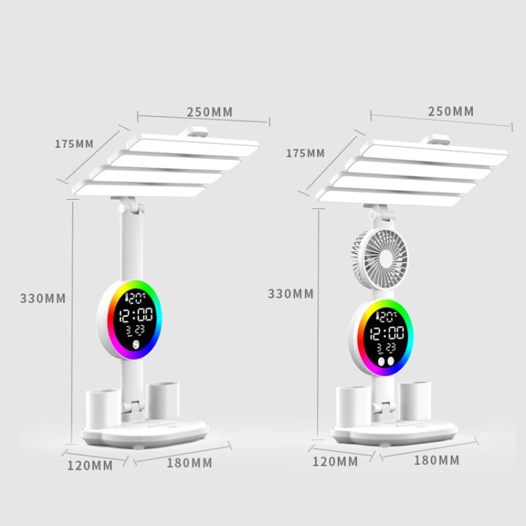 4 Heads Horizontal LED Eye-Care Table Lamp Children Study Desktop Reading Light With Pen Holder, Style: Clock Rechargeable 3200mAh