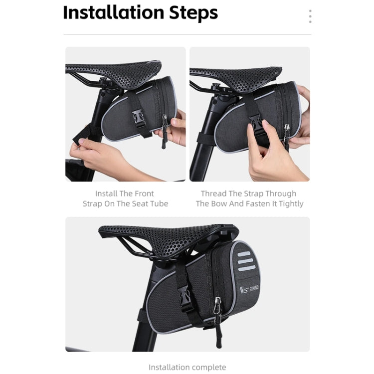 WEST BIKING Bicycle Saddle Tail Bag Portable Mini Tool Bag - Black