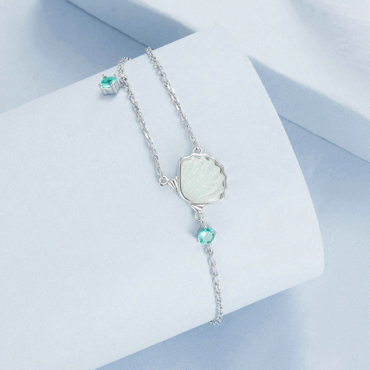 S925 Sterling Silver Platinum-Plated Summer Ocean-Style Shell Bracelet - BSB186
