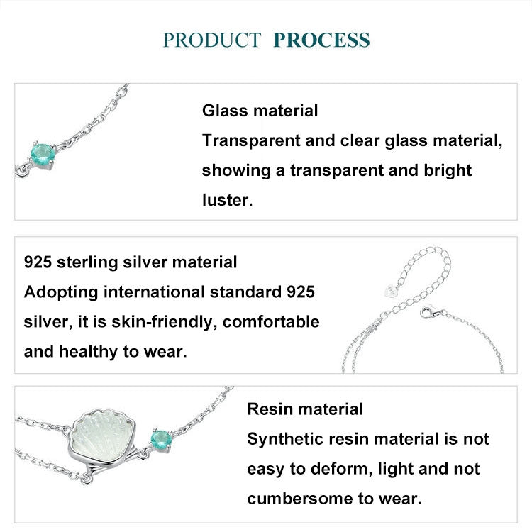 S925 Sterling Silver Platinum-Plated Summer Ocean-Style Shell Bracelet - BSB186