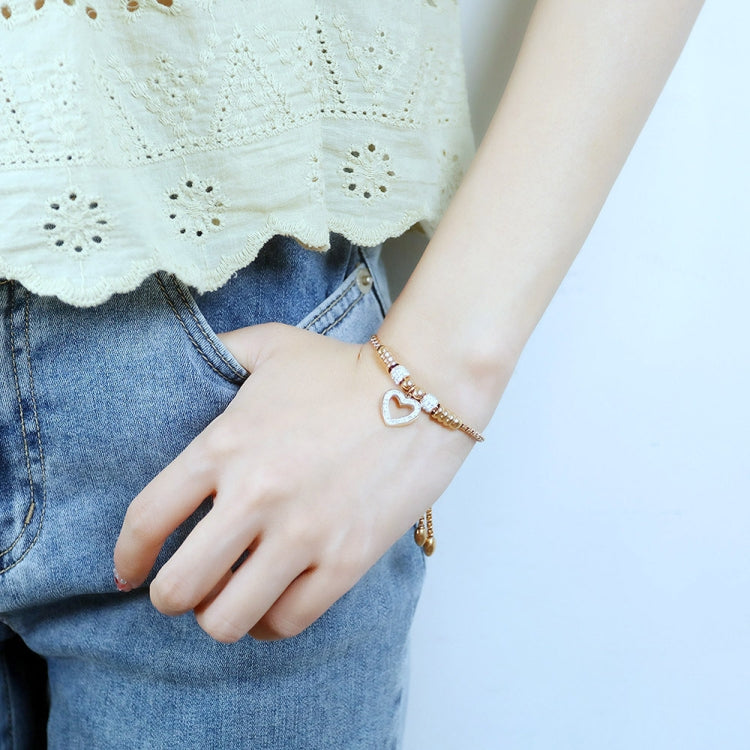 OPK 1022 Titanium Steel Heart Zirconia Bracelet, Color: Rose Gold