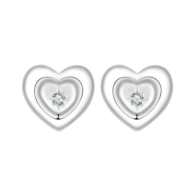 S925 Sterling Silver Platinum-plated Heart-shaped Star Earrings - BSE1045
