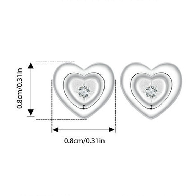 S925 Sterling Silver Platinum-plated Heart-shaped Star Earrings - BSE1045