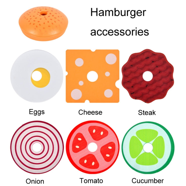 Children Simulation Wooden Pretend Play Puzzle Food Matching Toys, Style: Hamburger