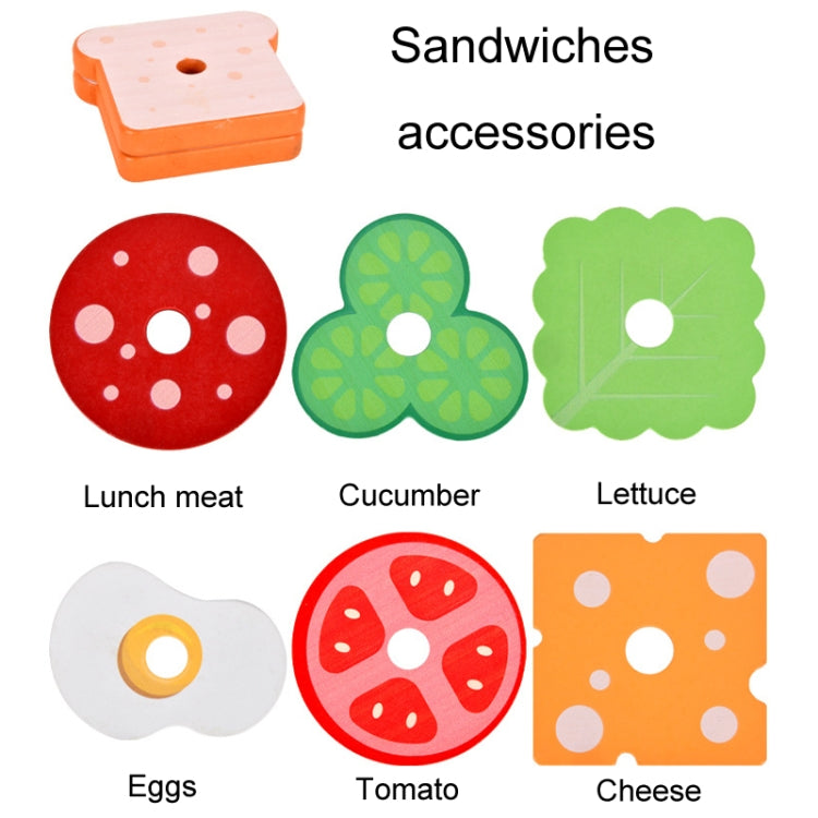 Children Simulation Wooden Pretend Play Puzzle Food Matching Toys, Style: Sandwich